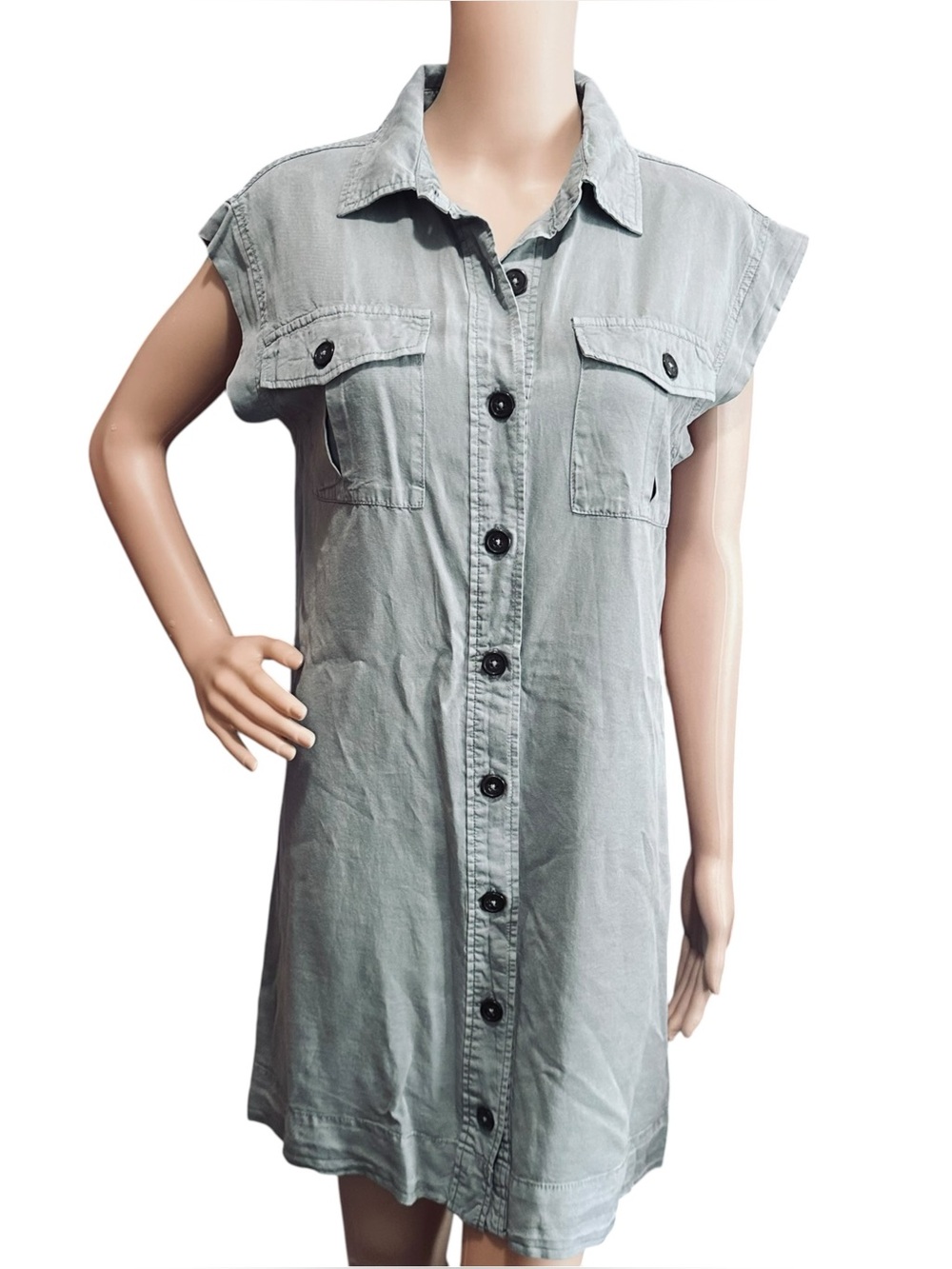 Sanctuary Women's Theo Belted Cap-Sleeve Button-Up Dress Sz S